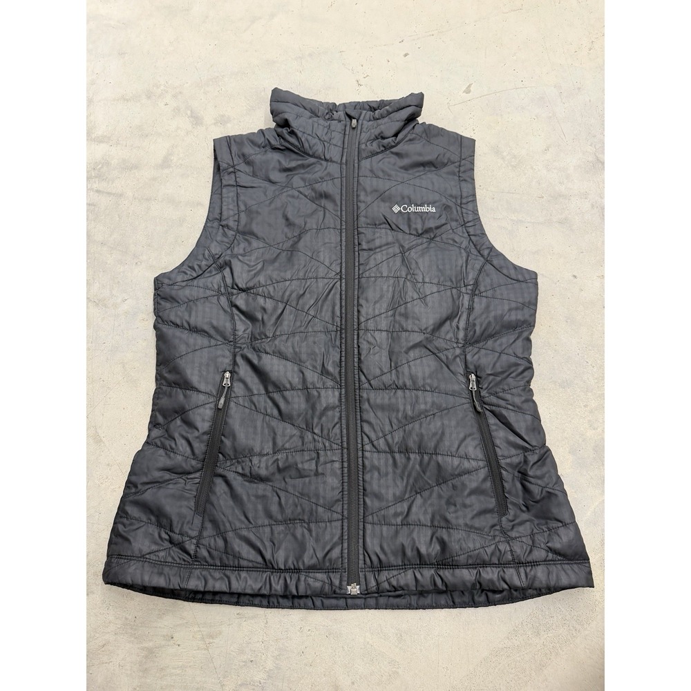 Columbia Women's L Black Omni-Heat Insulated Puffer Full Zip Outdoor Vest Winter